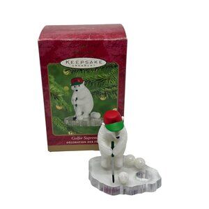 VTG NWB 2000 Hallmark Keepsake 2.75" Golfer Supreme Polar‎ Bear Edition Ornament